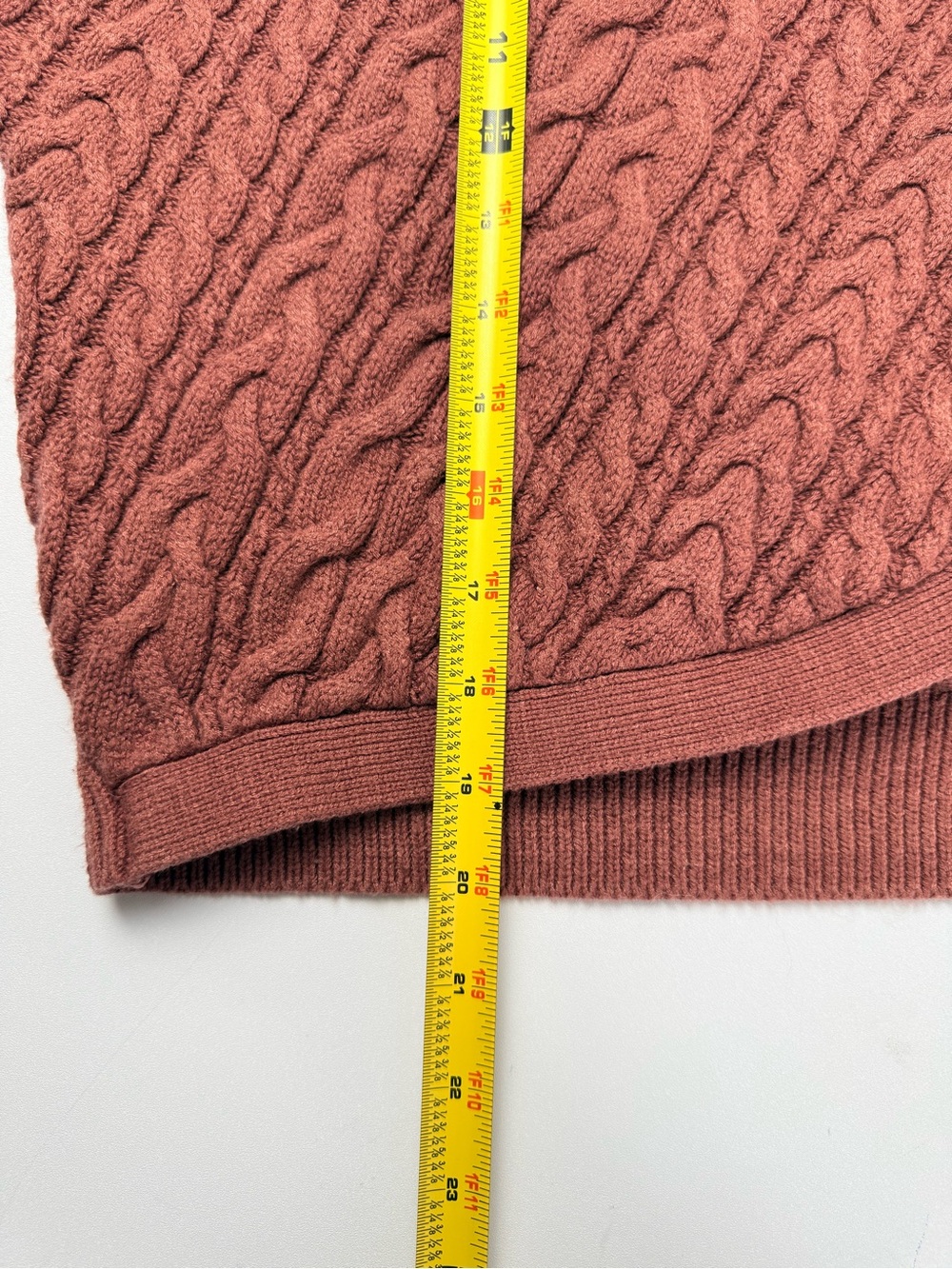 Express L Rust Cable Knit Wrap Front Turtleneck Sweater Terracotta Cotton Blend - Picture 7 of 8